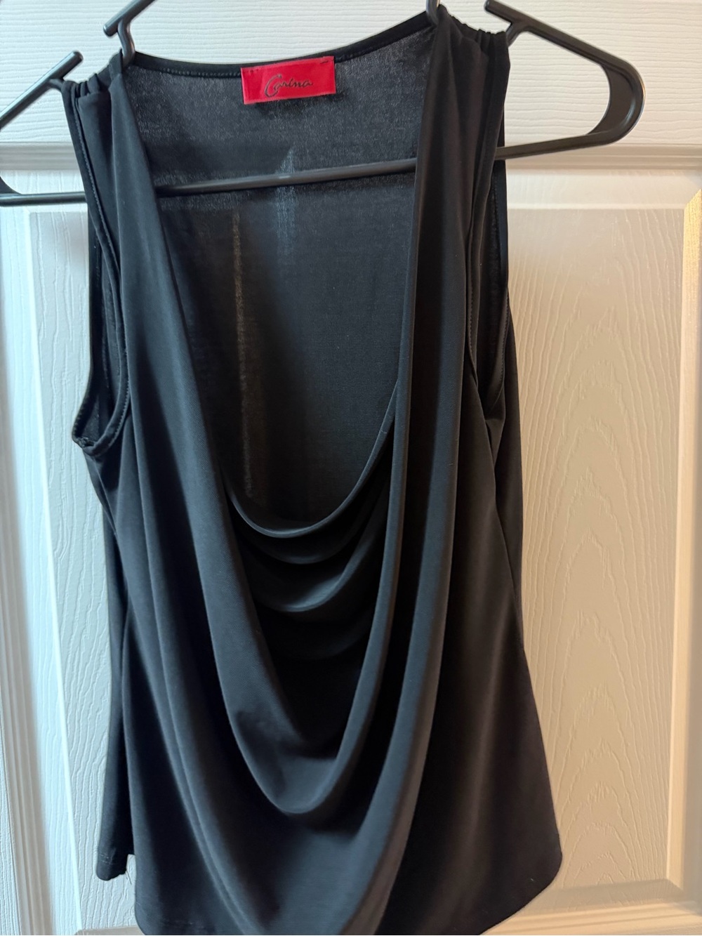 Sleeveless Drape neck Top - Black